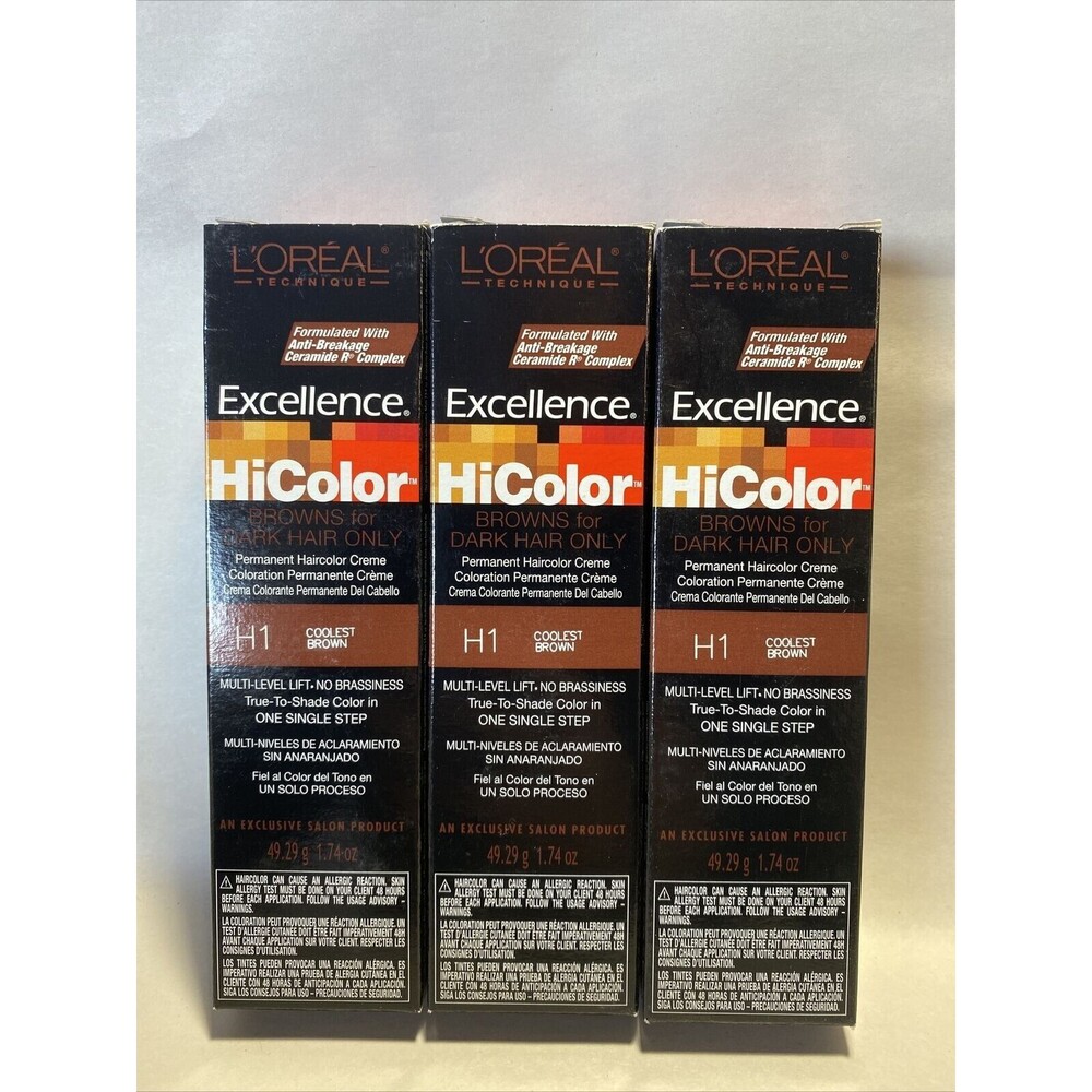 (PACK OF 3) Loreal Excellence Creme HiColor 1.74 oz/ H1 Coolest Brown